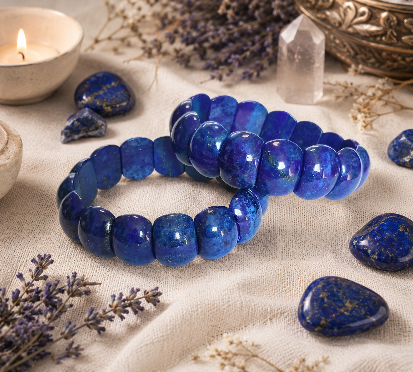 Pulsera “Energía Índigo” – Lapislázuli para Dama
