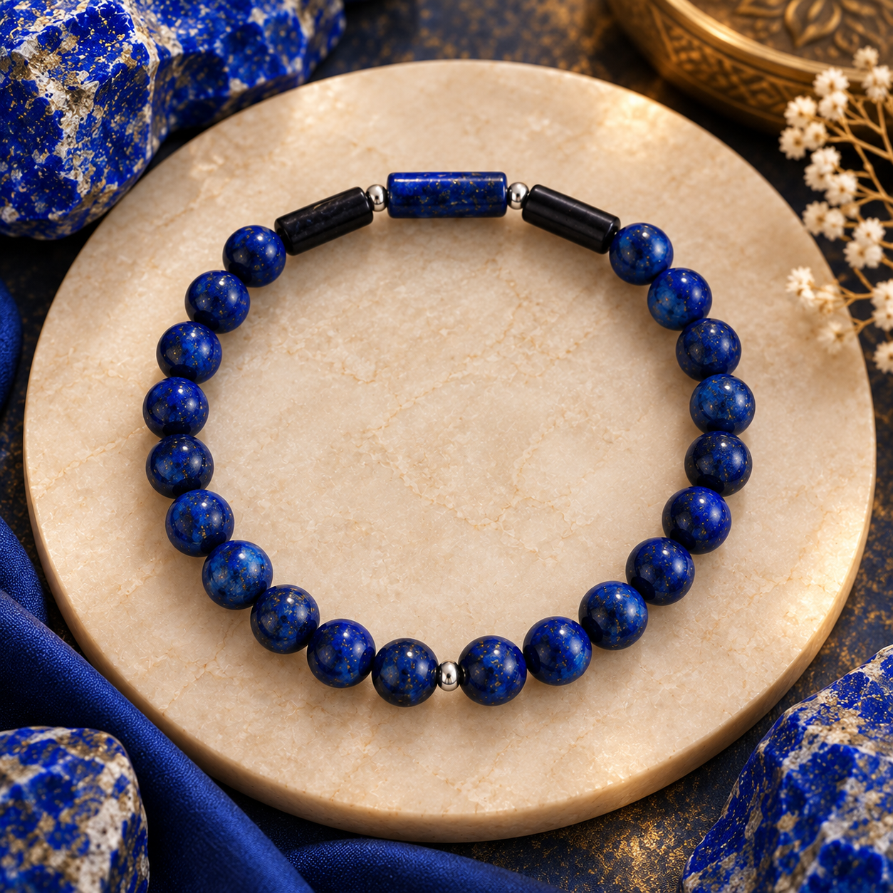 Pulsera cuentas esfericas lapislázuli