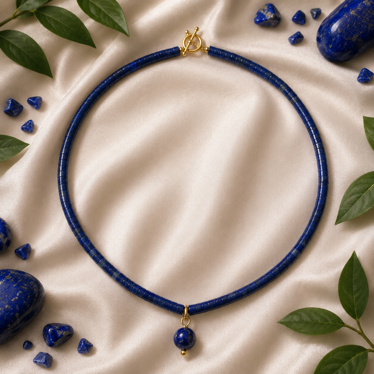 Collar lapislázuli colgante esférico