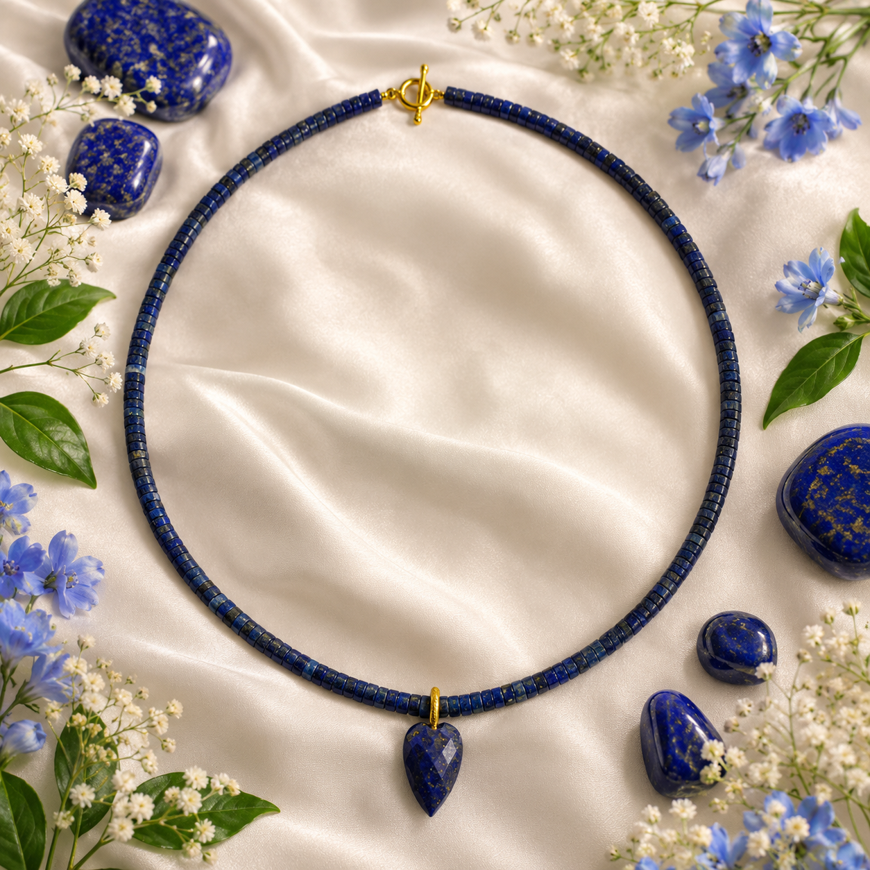 Collar lapislázuli colgante corazón